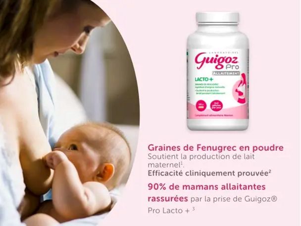 Slider complement lacto+ Infographie compléments alimentaires au Fenugrec Guigoz pour allaitement maternel